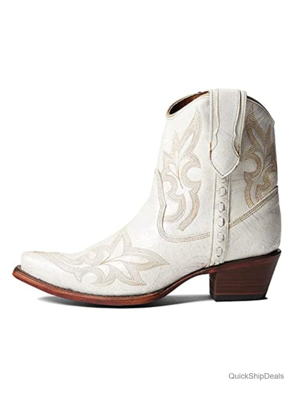 Corral Snip Toe Embroidered Cowhide Leather Ankle Boots | Western Cowboy Booties